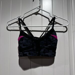 Stylish Black and Pink Camouflage Sports Bra